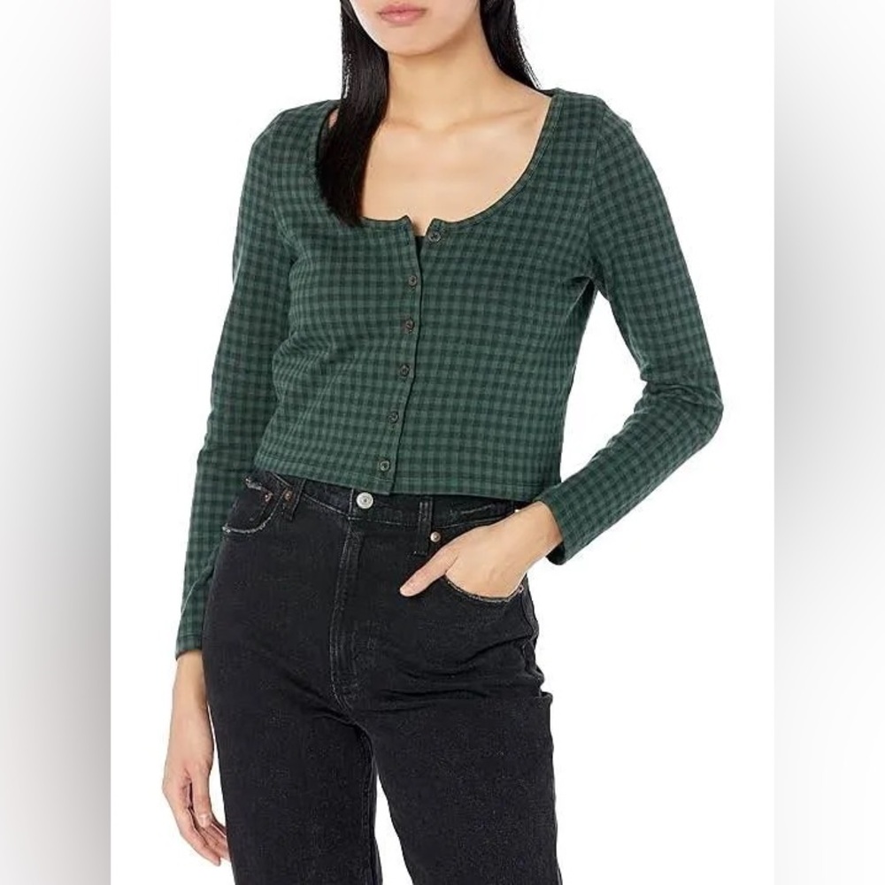 Madewell Green Checkered Cardigan